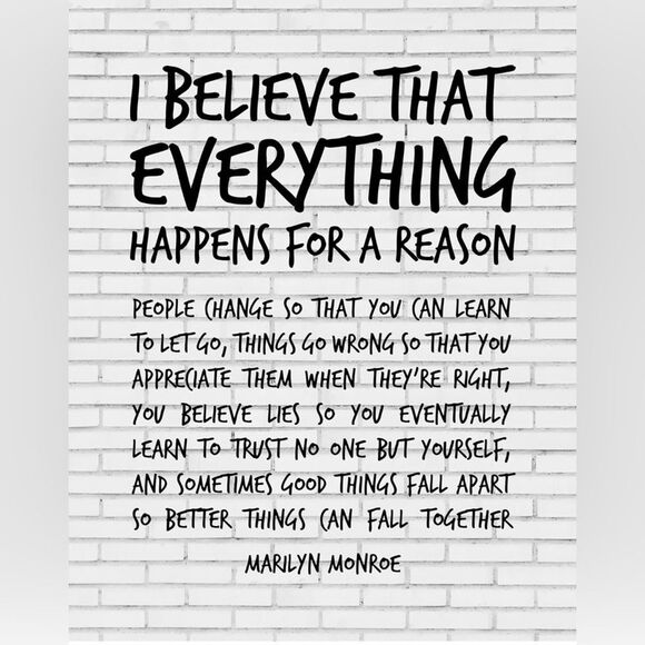 Other - “Everything Happens for a Reason” Marilyn Monroe Inspirational Quote wall art